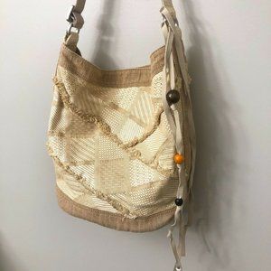 Tom’s Beige Fringe Accent Canvas Bucket Bag